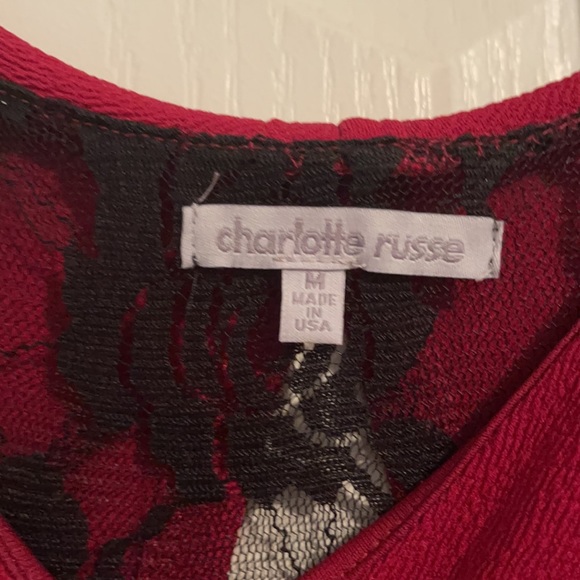 Charlotte Russe red and black lace romper - Picture 3 of 4